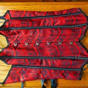 SEXY Adore Me red and black satin corset FINAL SALE
